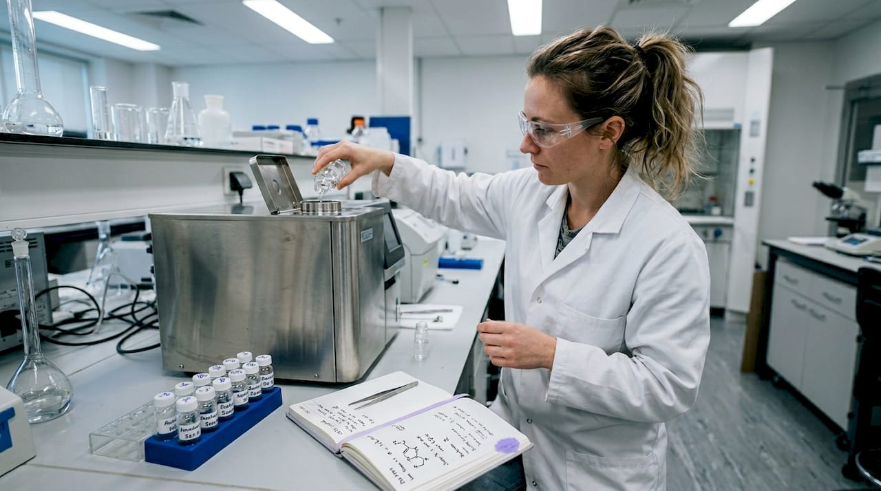 Lab technician preparing DNA diamond process