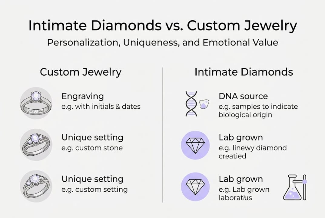 Infographic comparing custom and intimate diamonds