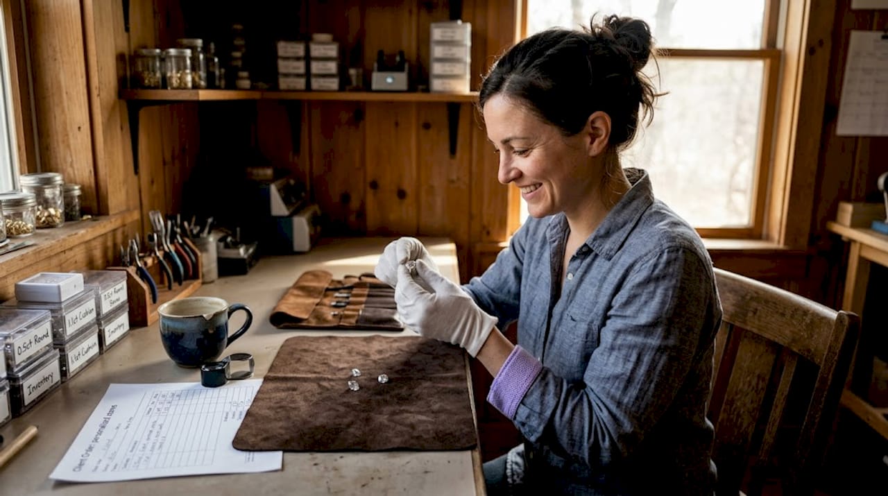 Jeweler reviewing personalized diamond keepsakes