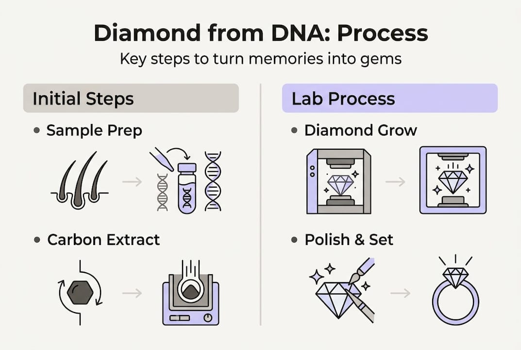Infographic visualizing diamond creation steps