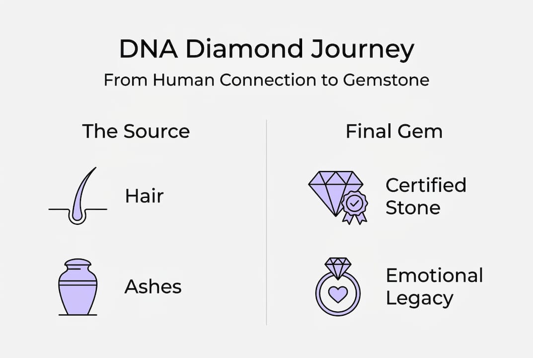 Infographic showing DNA diamond journey highlights