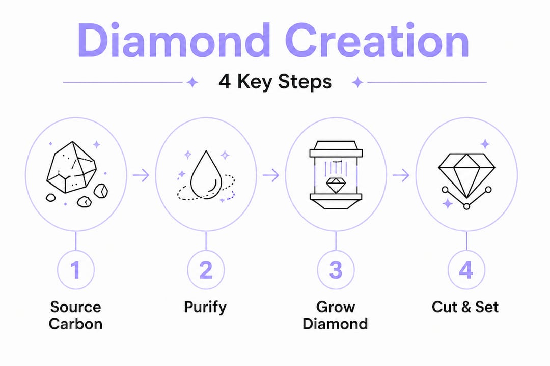 Infographic outlining custom diamond creation process