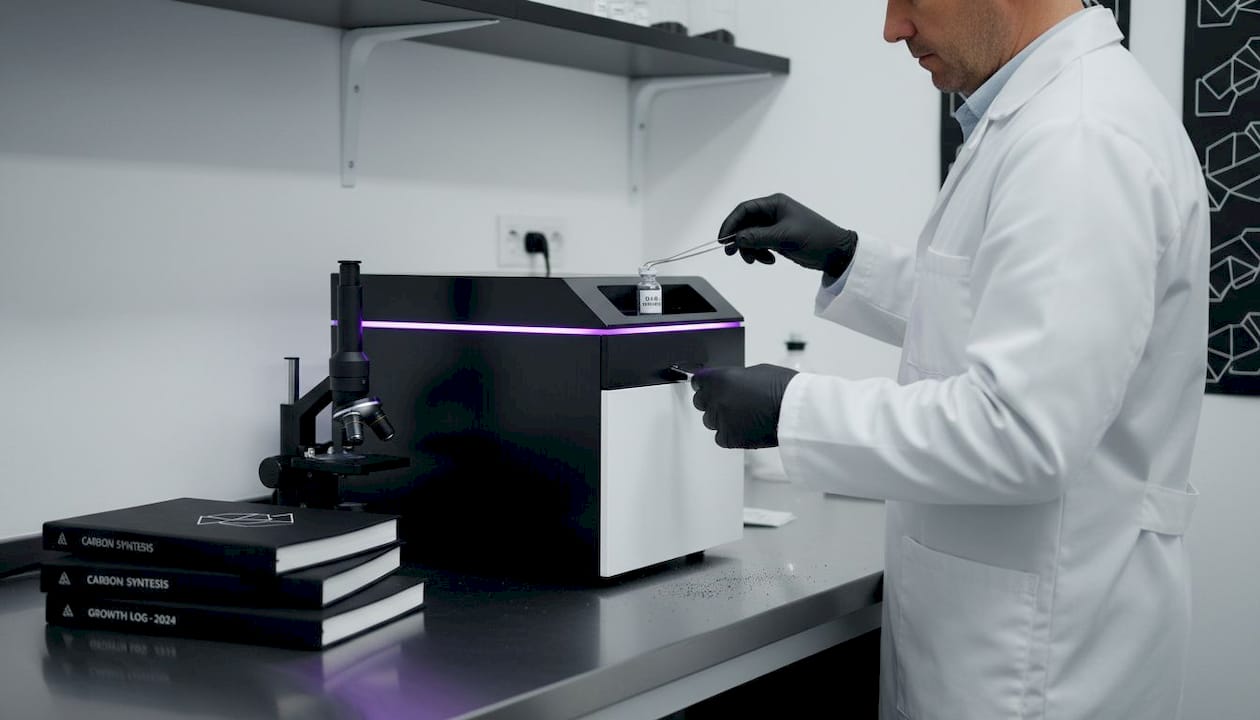 Lab technician handling DNA sample for diamond creation