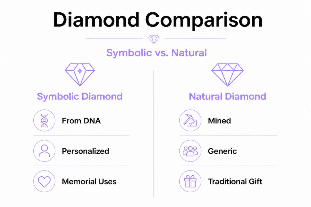 Infographic comparing symbolic and natural diamonds
