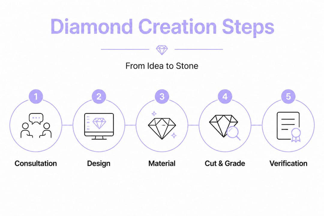 Infographic of custom diamond creation steps