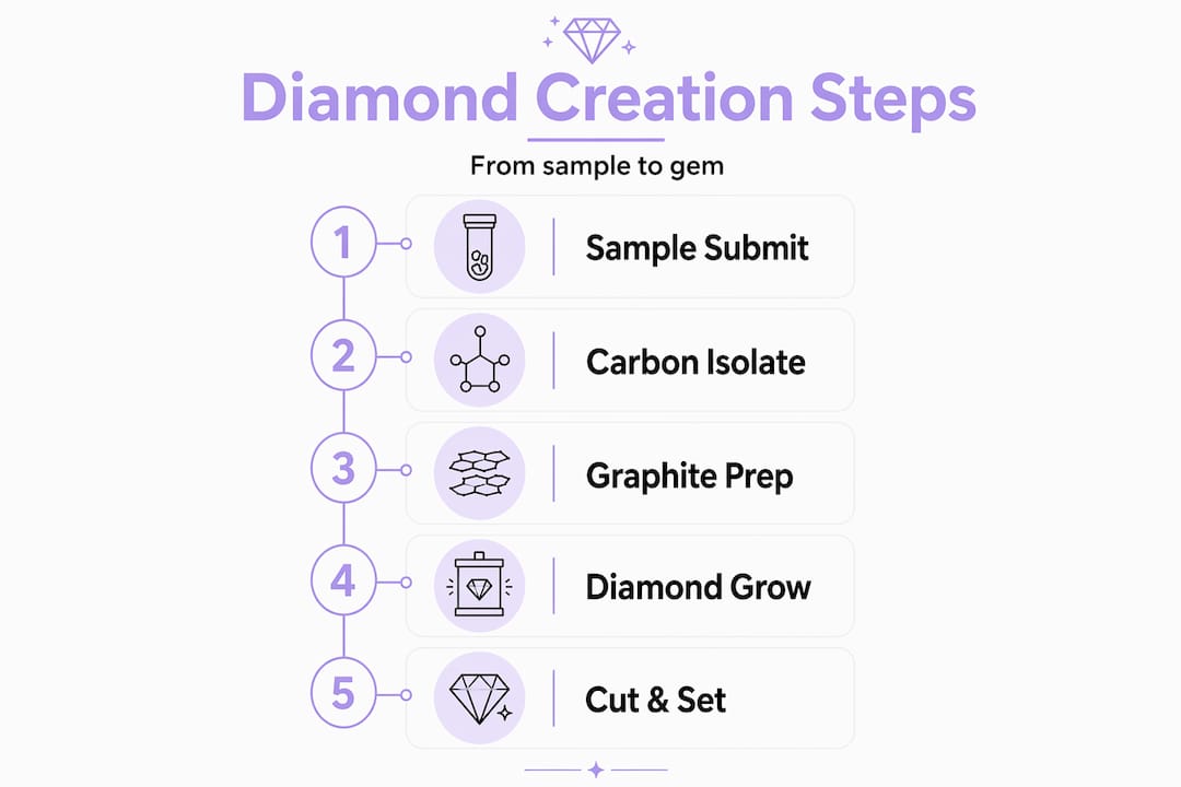 Infographic showing diamond creation steps