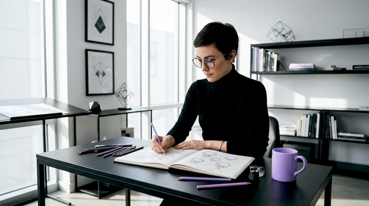 Designer sketching diamond personalization concepts