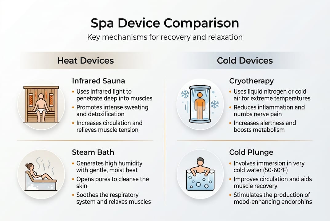 Infographic comparing key spa devices