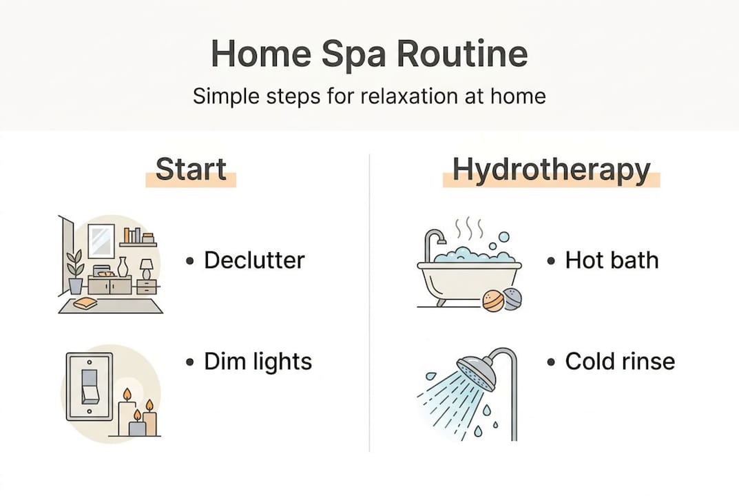 Infographic of a basic home spa routine