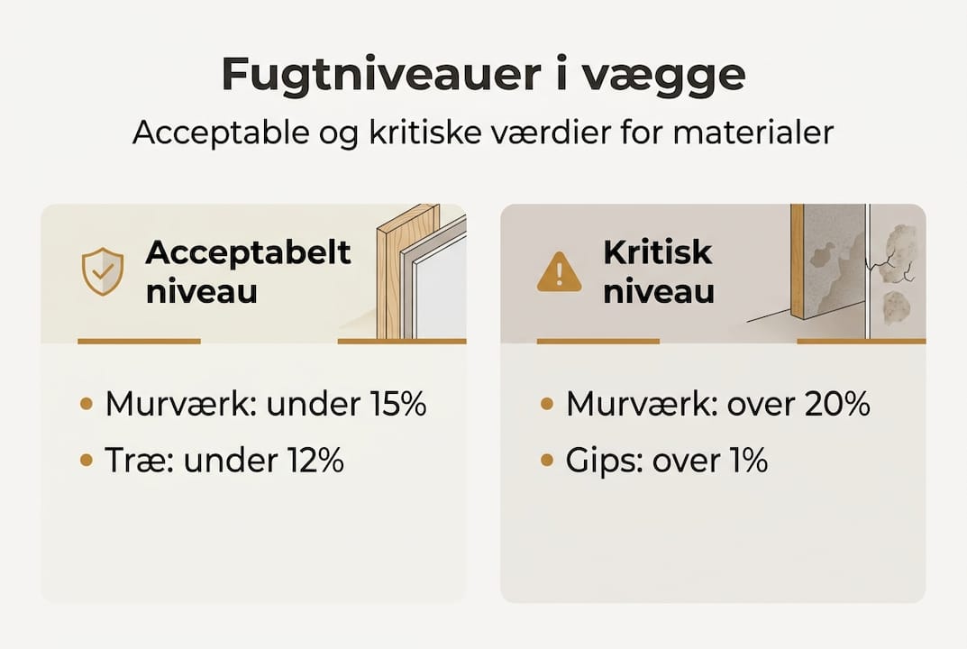 Forstå fugt i vægge: årsager, konsekvenser og løsninger 3 Oversigt over fugtindhold i vægge – visualiseret som infografik