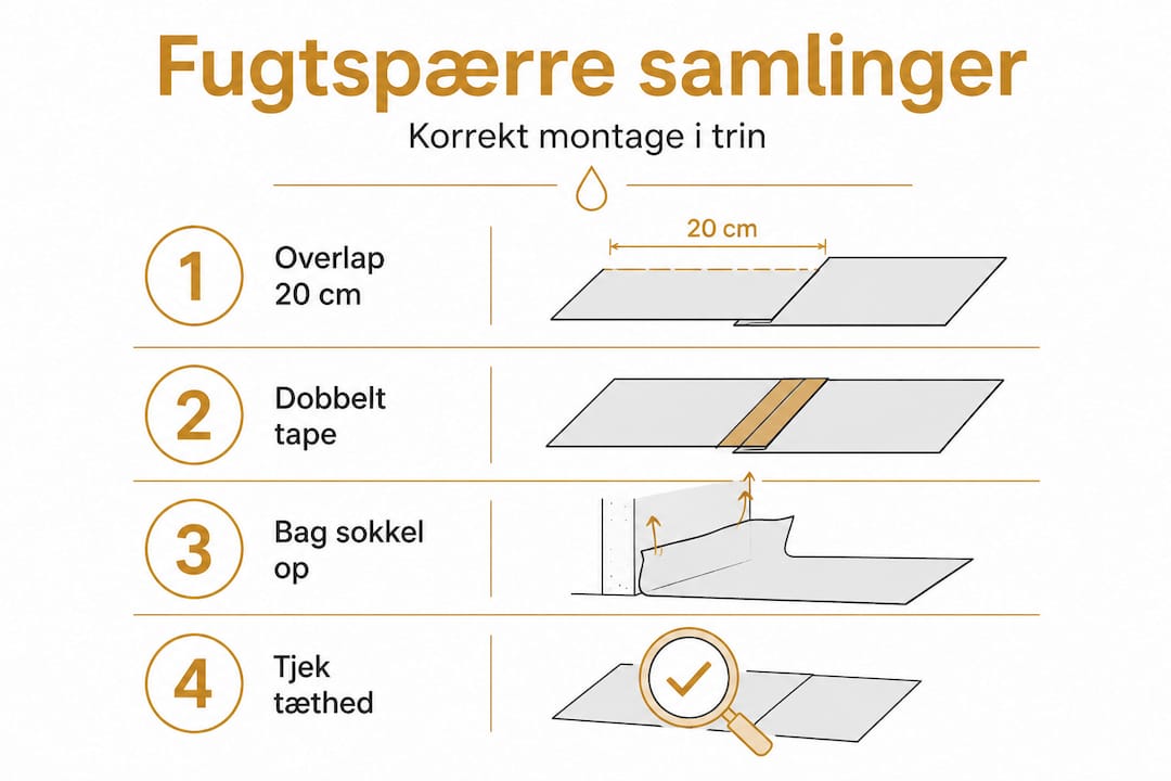 Sådan laver du korrekt fugtspærre ved sokkel 4 Grafik: Sådan samler du fugtspærren korrekt – trin for trin