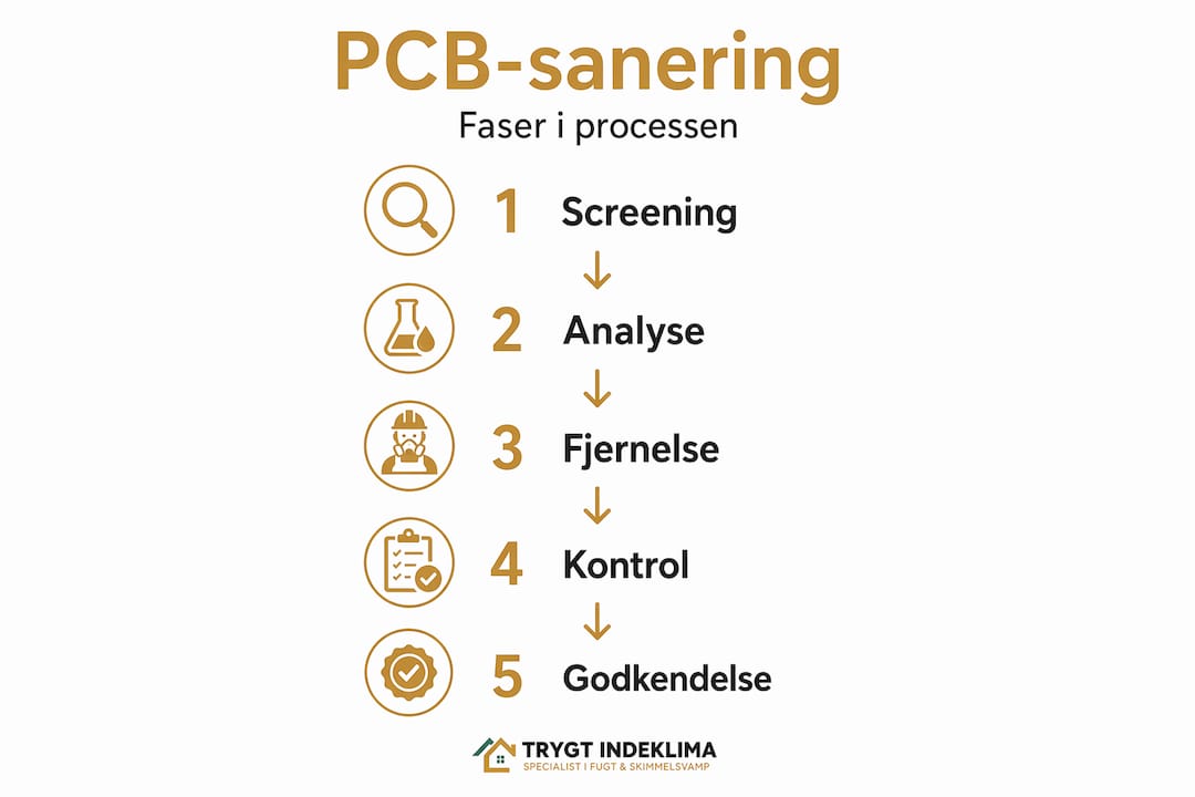 Pcb indeklima: hvad du skal vide som boligejer 4 Grafisk oversigt over de forskellige faser i en PCB-sanering