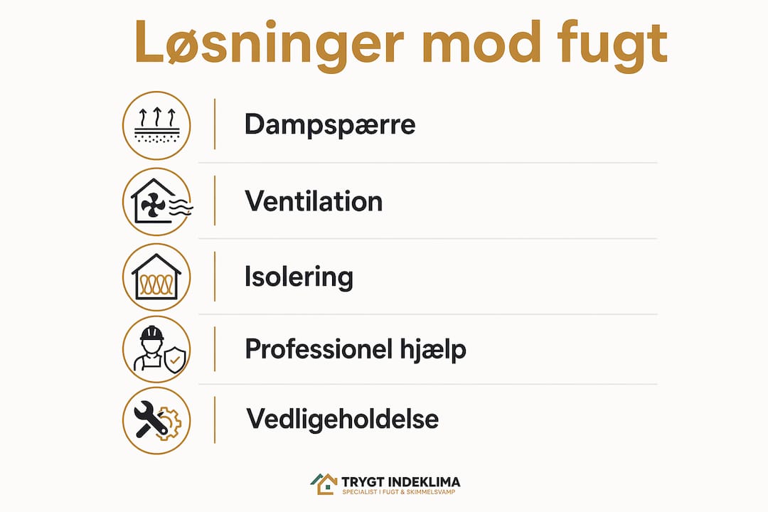Fugt i krybekælder: årsager, tegn og løsninger 4 Infografik: Sådan løser du fugtproblemer i krybekælderen – trin for trin