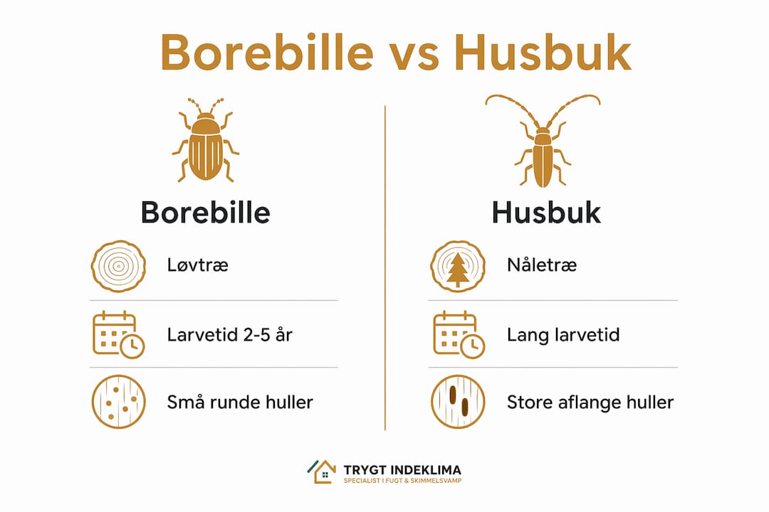Borebiller og husbukke: genkend og bekæmp dem 4 Visuel guide: Sådan kender du forskel på borebille og husbuk