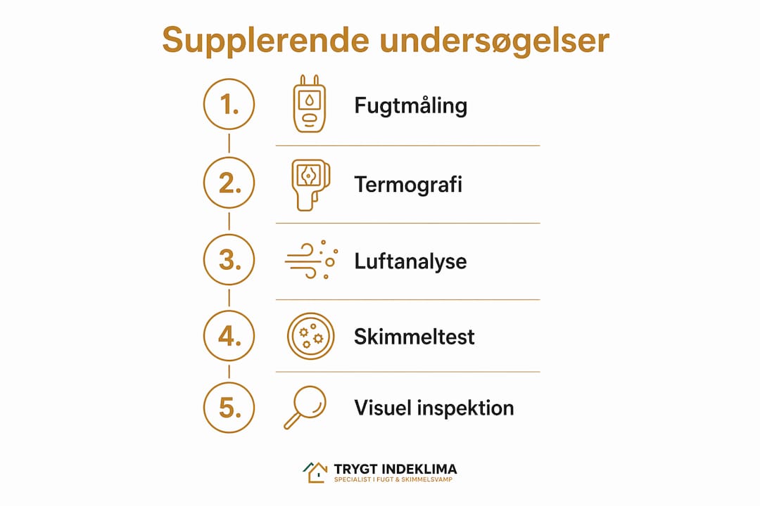 Tilstandsrapportens begrænsninger: skjult fugt og skimmel 4 Guide: Sådan får du overblik over ekstra undersøgelser, når du køber bolig – trin for trin i infografik