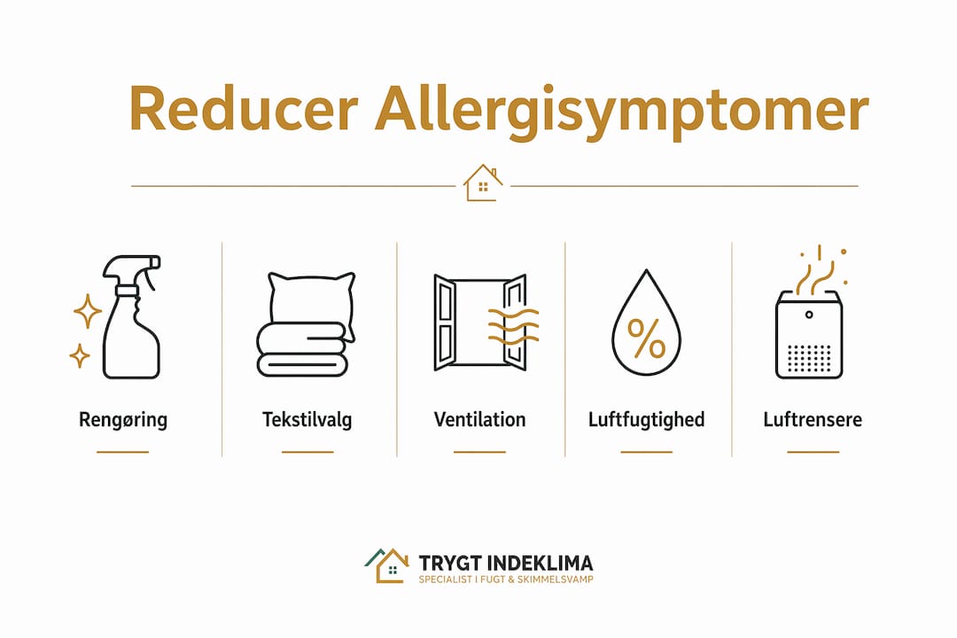 Hvordan opstår allergisymptomer i hjemmet? 4 Grafisk oversigt med gode råd til at mindske allergisymptomer