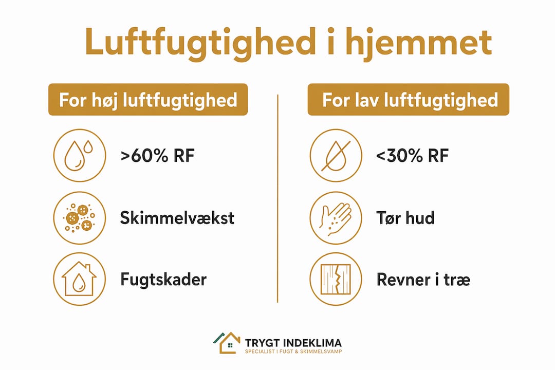 Luftfugtighed i hjemmet: hvad er normalt? 3 Infografik: Sådan påvirker høj og lav luftfugtighed os