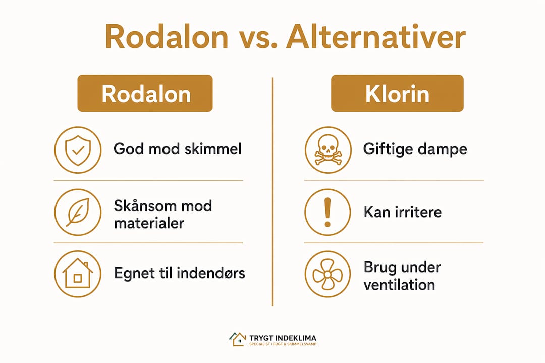 Rodalon mod skimmelsvamp: virker det og korrekt brug 4 Her kan du se en infografik, der sammenligner Rodalon og klorin.