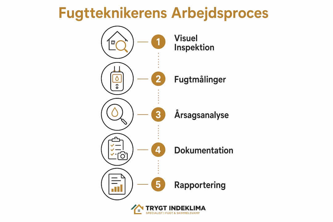 Grafisk oversigt: Sådan arbejder en fugttekniker i hjemmet