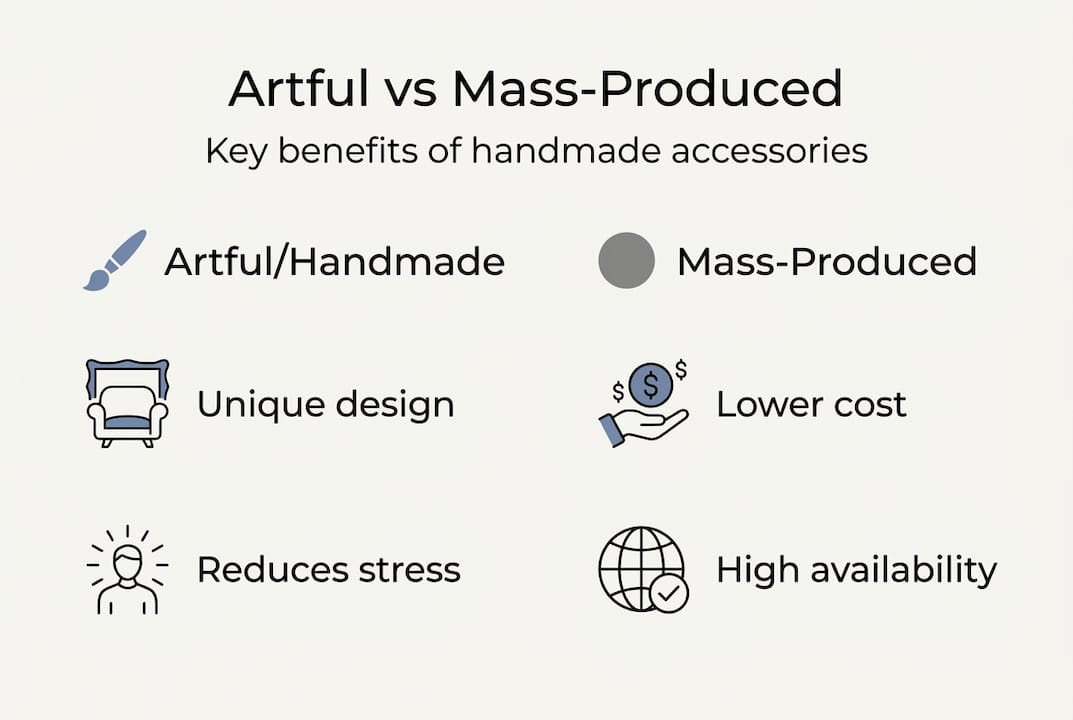 Infographic comparing handmade and mass-produced accessories
