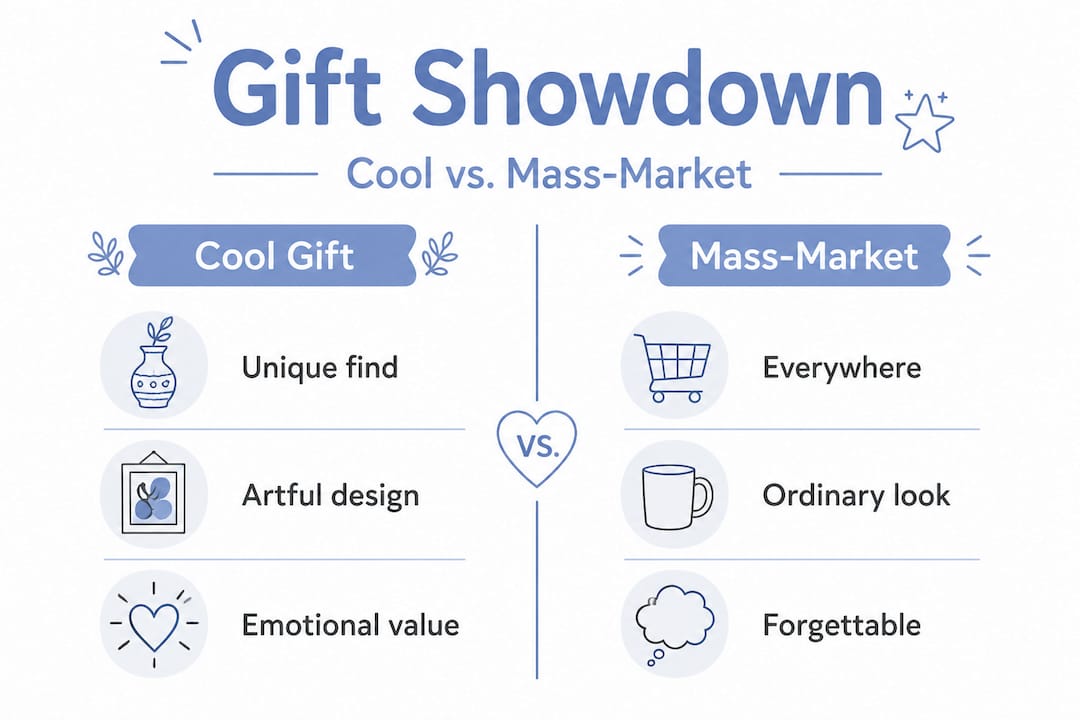Infographic comparing cool and mass-market home gifts