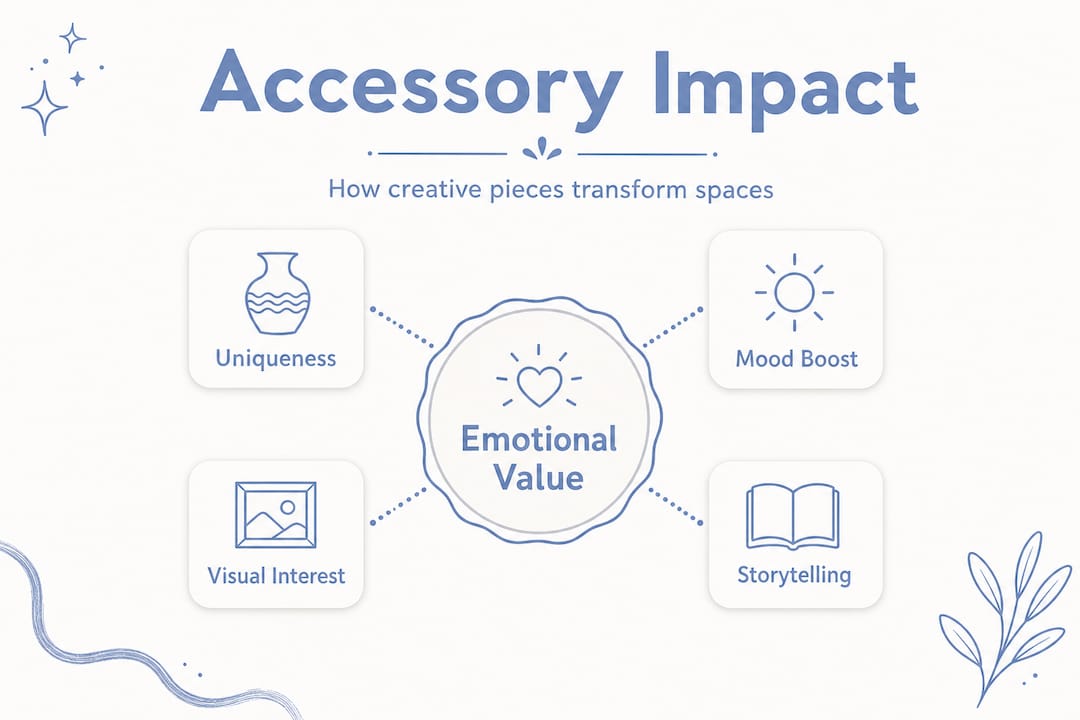 Hierarchy infographic showing how accessories transform spaces