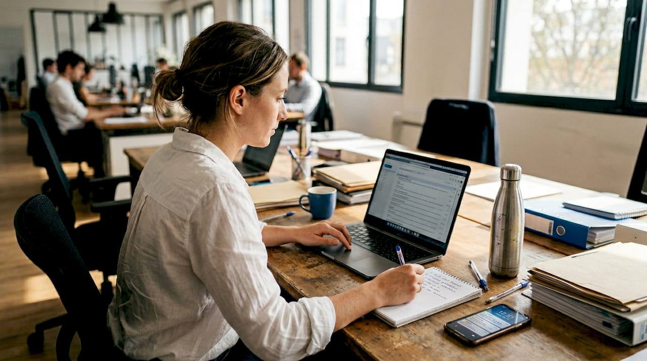 Une salariée de PME adapte au quotidien ses tâches automatisées en fonction des besoins de l’entreprise.