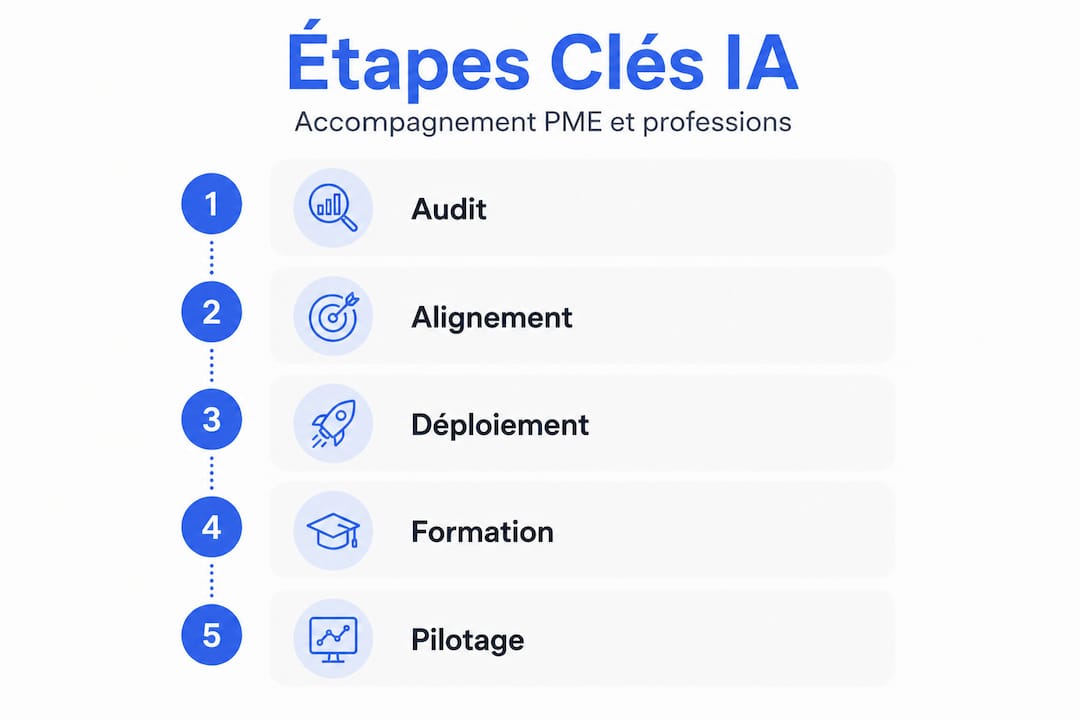 Les grandes étapes de l’intégration de l’IA pour les petites et moyennes entreprises : l’infographie indispensable
