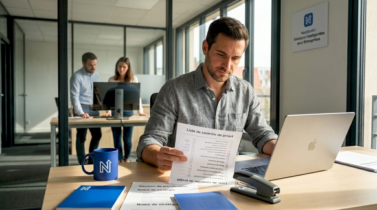 Le responsable d’une petite entreprise passe en revue la liste de contrôle dédiée à l’intelligence artificielle.