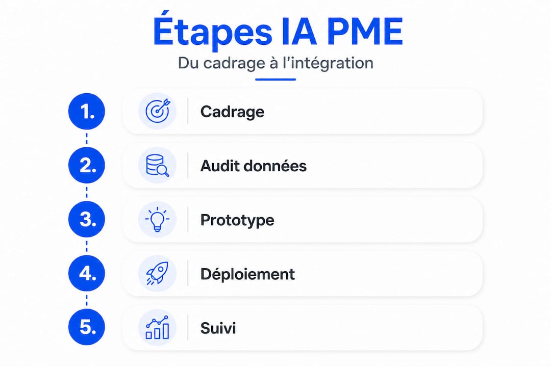 Les 5 étapes incontournables pour réussir un projet d’IA en PME : infographie