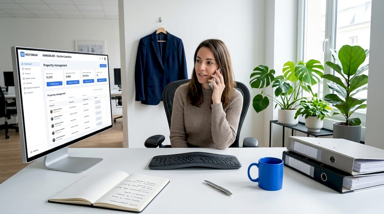 Un gestionnaire immobilier en ligne avec un client pour répondre à ses questions.
