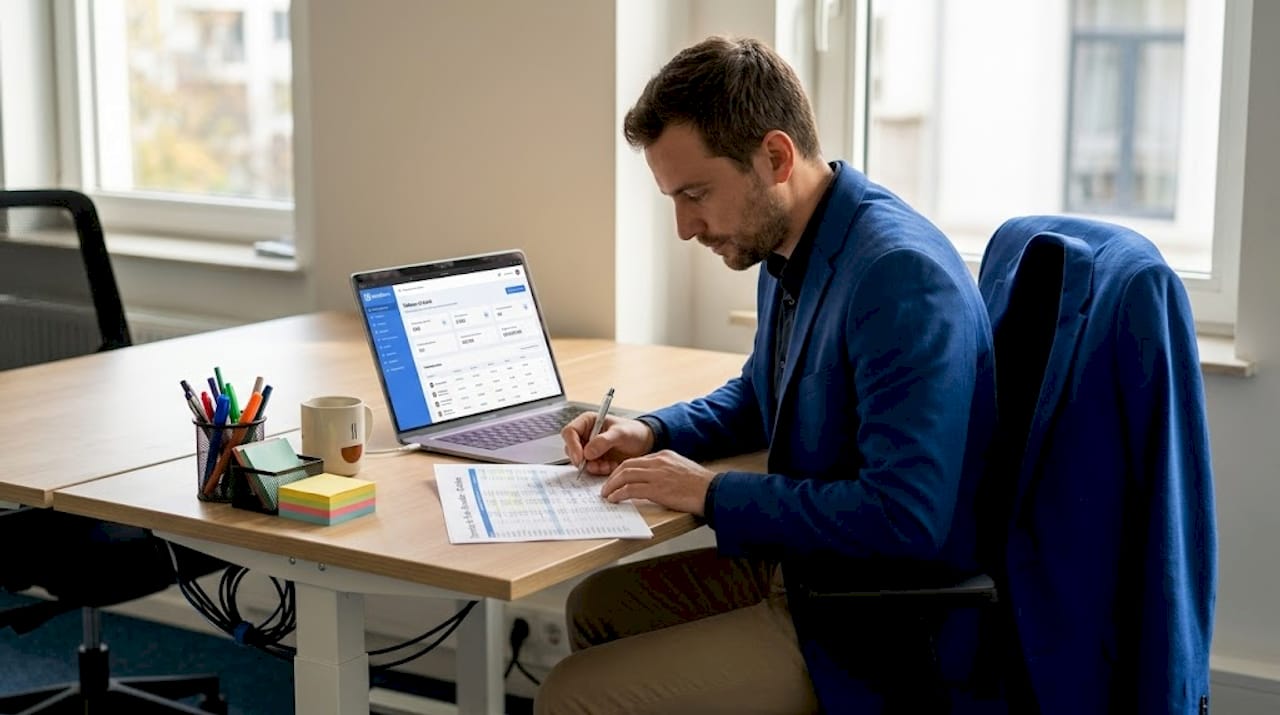 Un responsable RH en Belgique examine l'intégration de la paie pour s'assurer de sa conformité et de son efficacité.