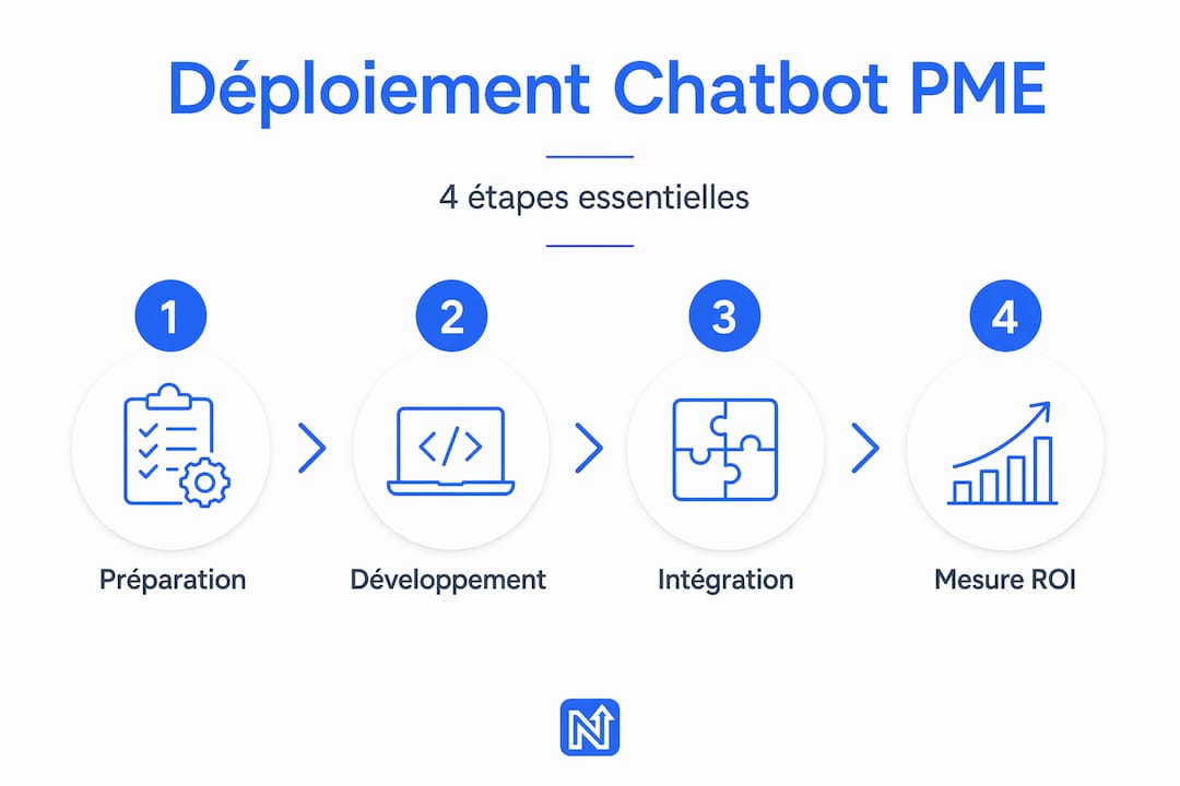 Infographie verticale : les étapes clés pour déployer un chatbot en PME