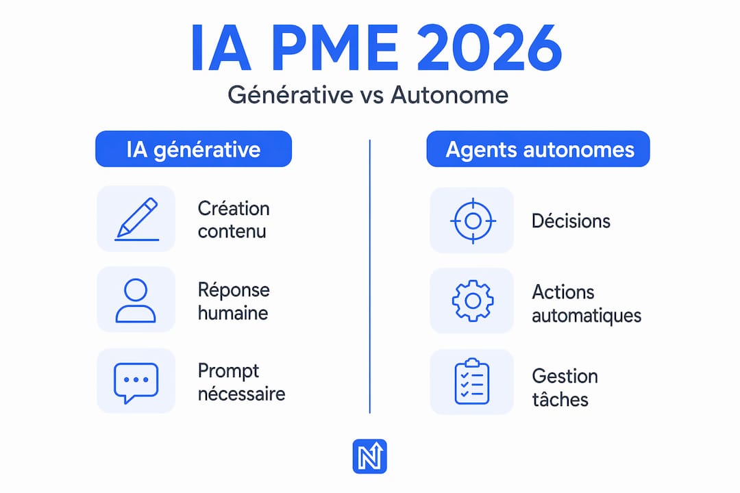 Infographie : quelles différences entre l’IA générative et les agents autonomes pour les PME ?