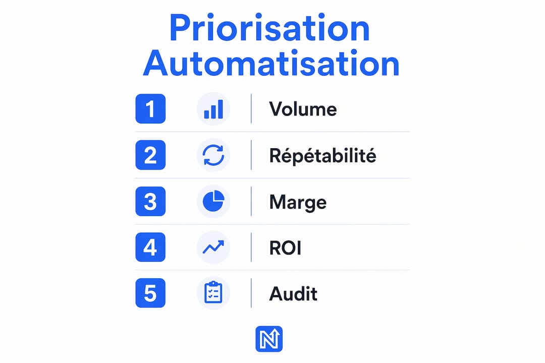 Découvrez une infographie qui met en lumière les différentes étapes clés pour définir les priorités en vue d’automatiser vos processus.