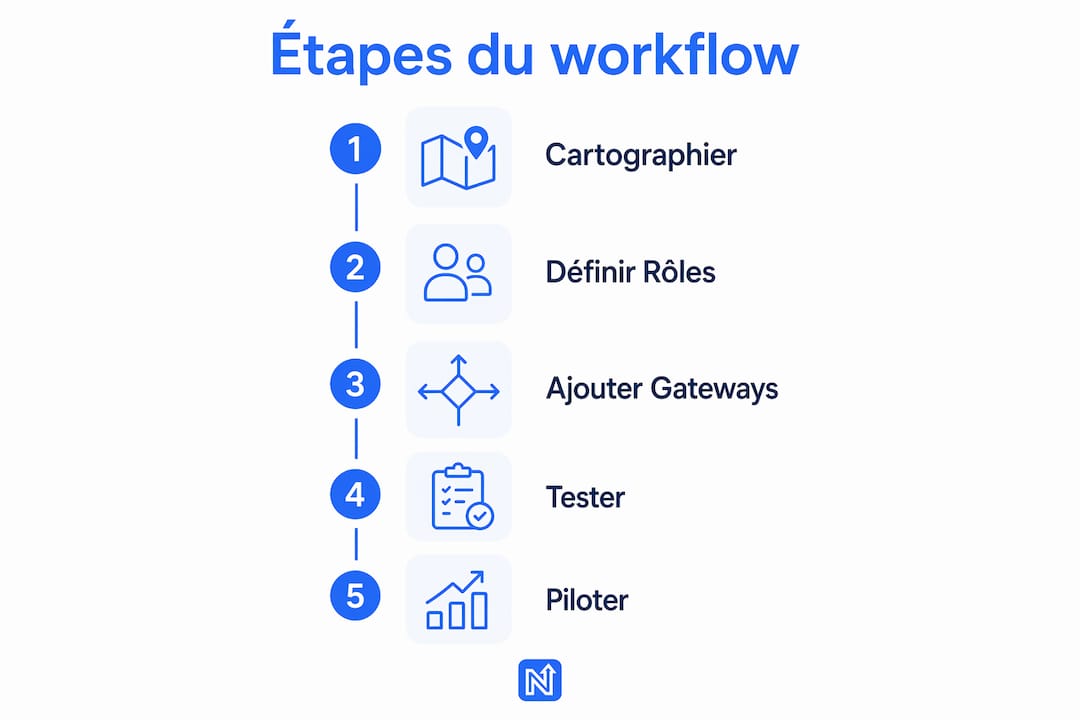 Schéma des différentes étapes d’un workflow automatisé