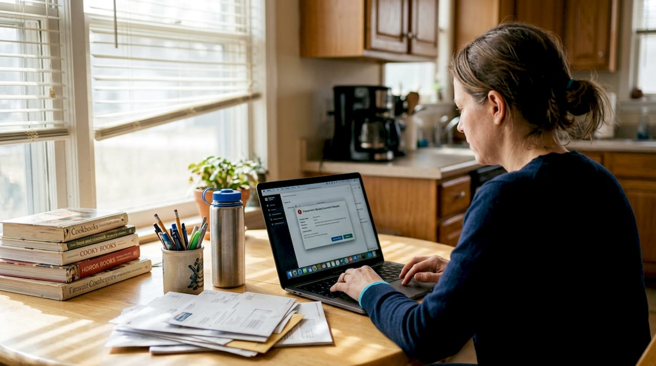 User editing firewall settings in home kitchen