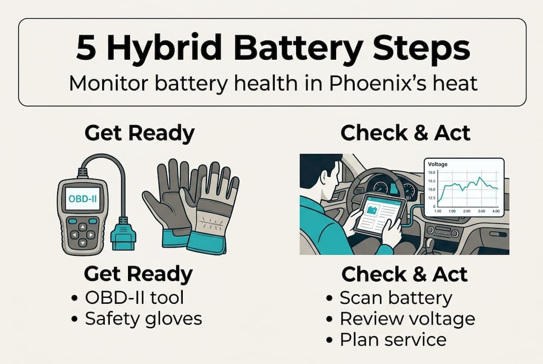 Infographic of five key hybrid battery steps