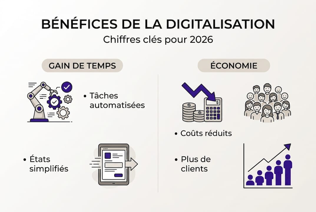 Découvrez en un coup d’œil tous les atouts de la digitalisation grâce à notre infographie.