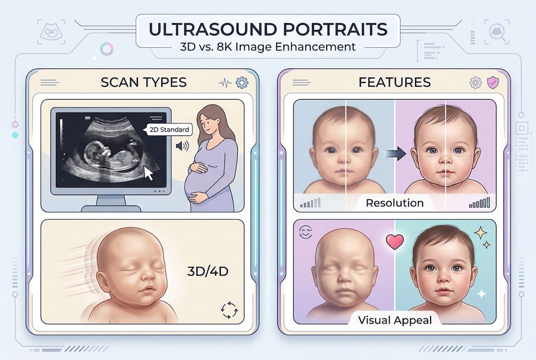 Infographic comparing ultrasound image types