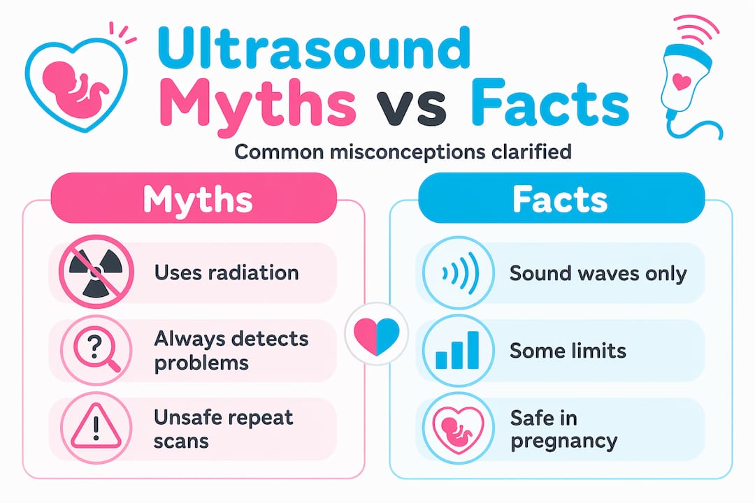 Infographic comparing ultrasound myths and facts