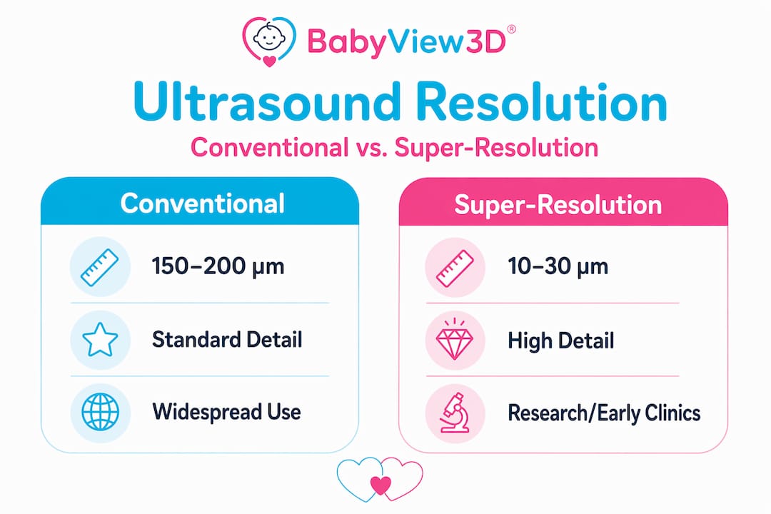 Infographic comparing two types of ultrasound resolution