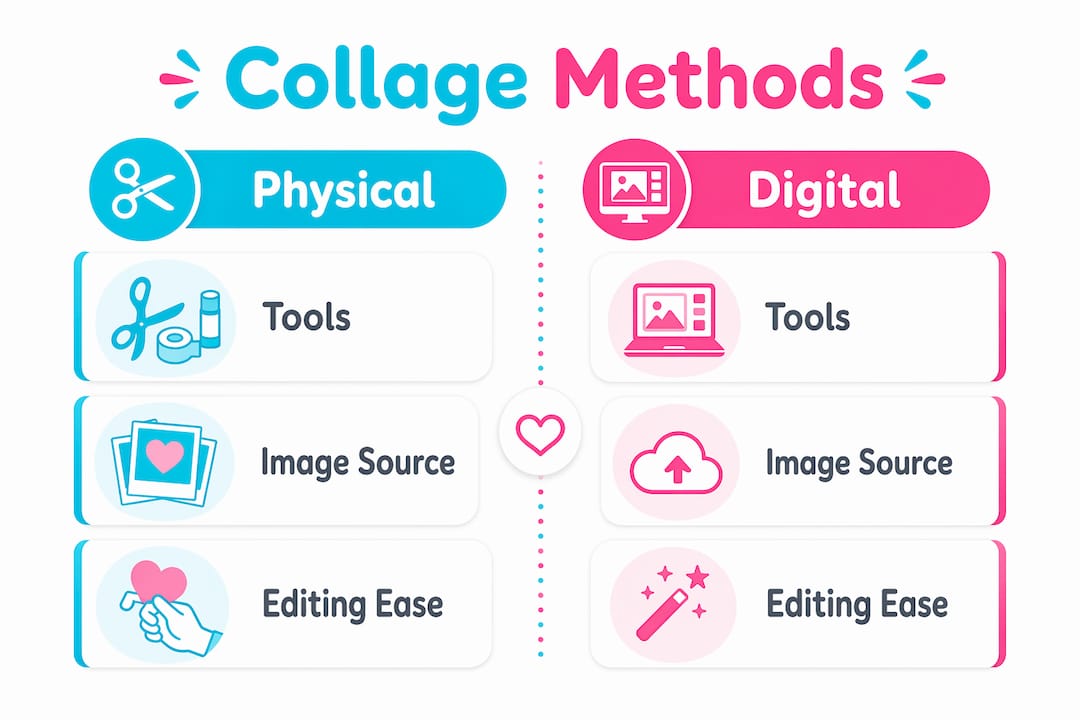 Infographic comparing physical and digital ultrasound collages