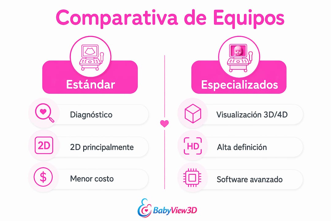 Comparativa visual entre ecógrafos convencionales y equipos de ultrasonido especializados