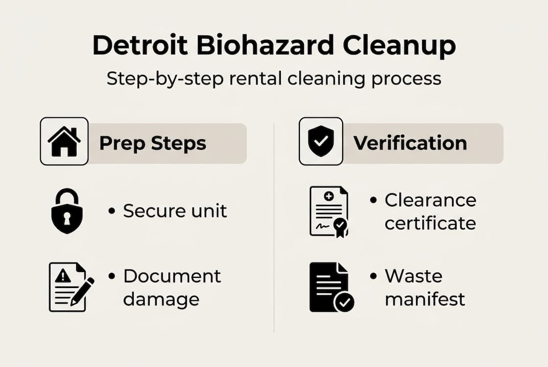 Infographic showing Detroit biohazard cleaning steps