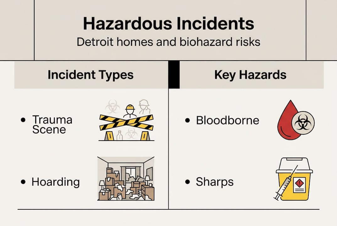 Infographic of hazardous incident types and key hazards Infographic of hazardous incident types and key hazards