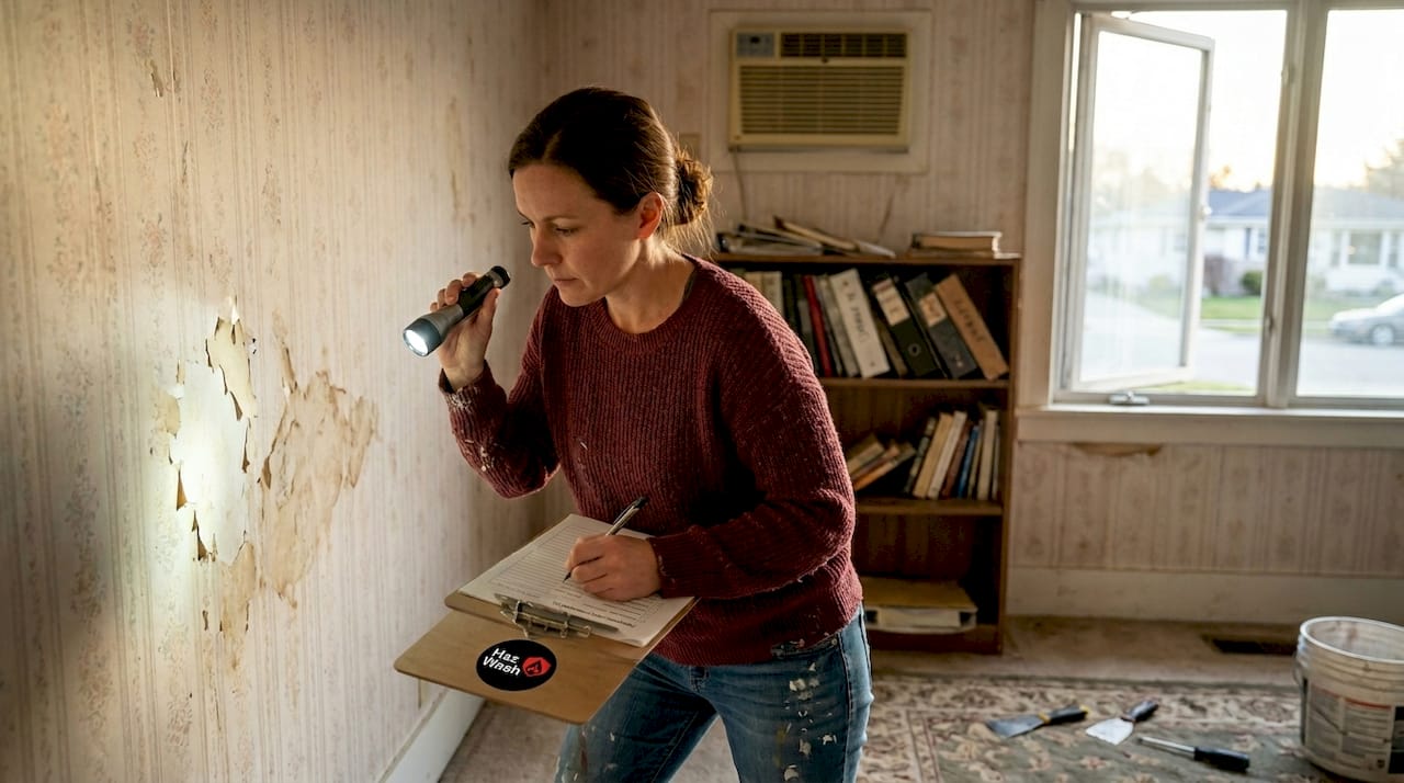 Landlord checking indoor paint contamination