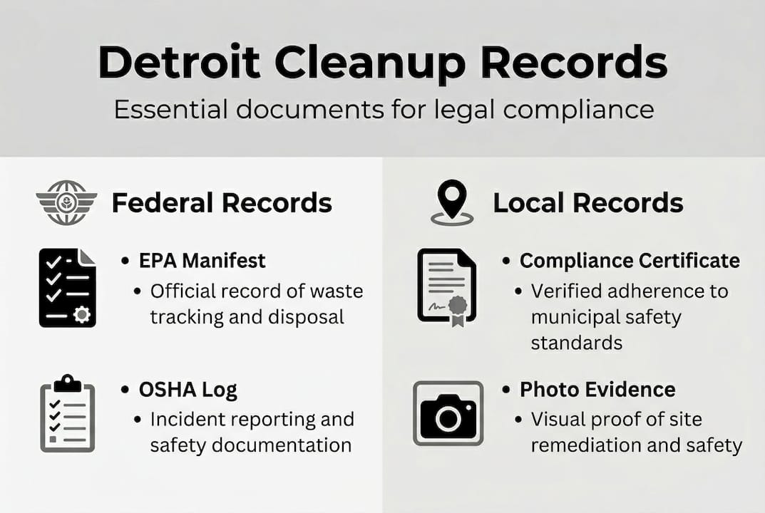 Infographic outlining Detroit hazardous cleanup records