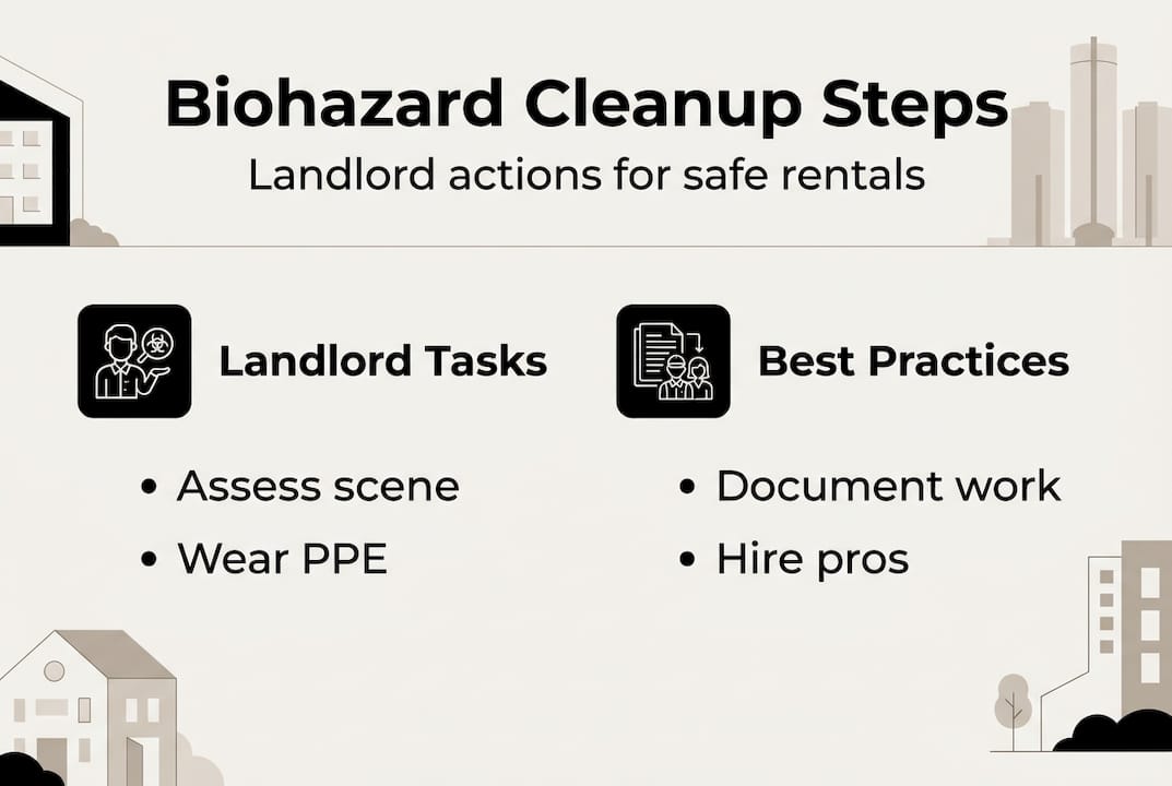 Infographic summarizing biohazard cleanup steps