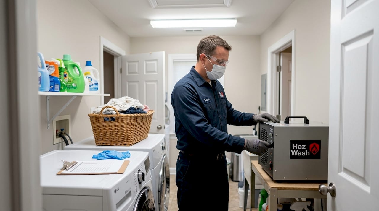 Technician using ozone generator Detroit home